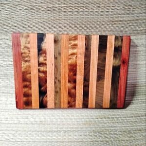 Handcrafted Wooden Cutting Board Layered Wood Strips 12x8 Inches